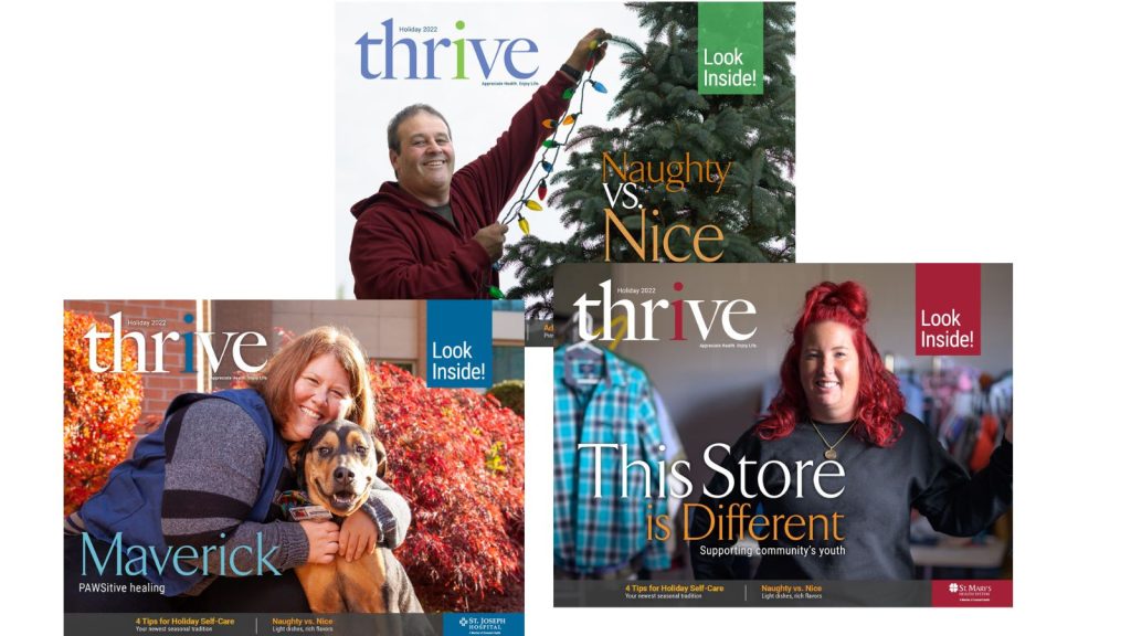 thrive magazine - holiday issue covers